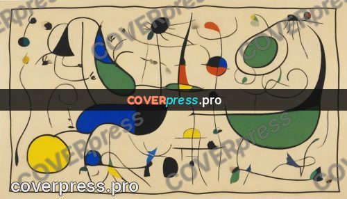 Miro style drawing: green patches on ochre