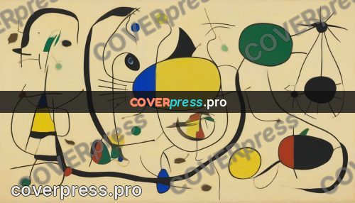 Miro style drawing: green patches on ochre