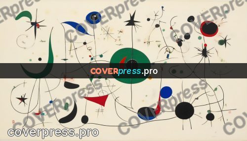 Miro style drawing: green round among stars