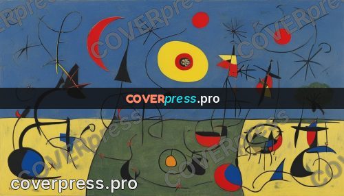 Miro style drawing: rounds on blue and yellow