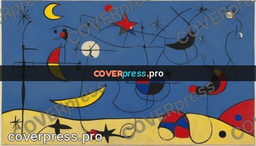 Miro style drawing: rounds on blue and yellow
