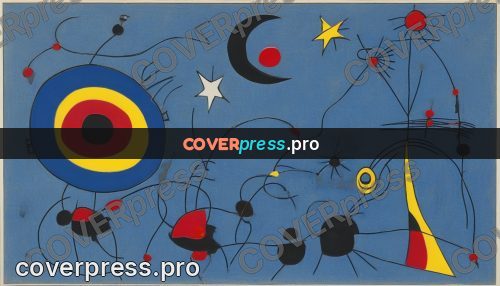 Miro style drawing: rounds on blue and yellow