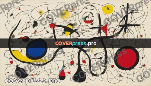 Miro style drawing: blue and red rounds