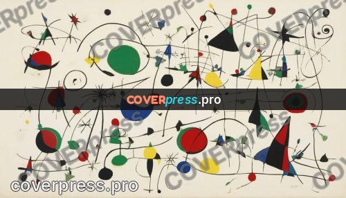 Miro style drawing: bright signs on cream