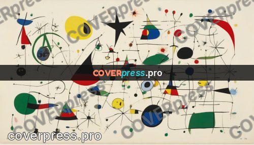 Miro style drawing: bright signs on cream