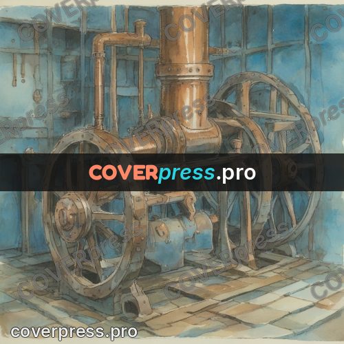 Miyazaki style illustration: copper boiler with a wheel