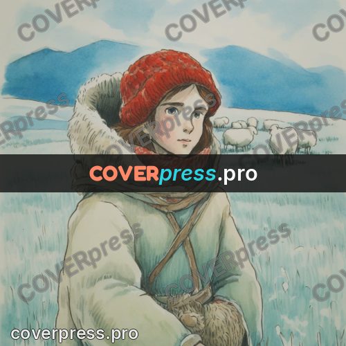 Miyazaki style illustration: girl in a red hat