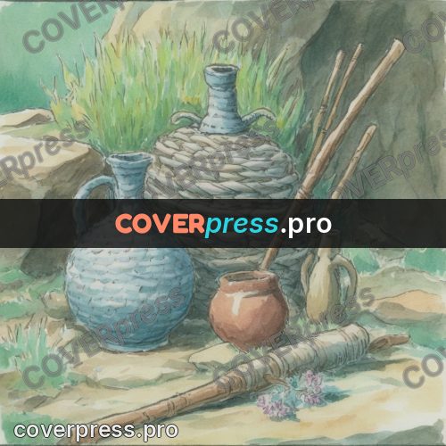 Miyazaki style illustration: jug by the grass