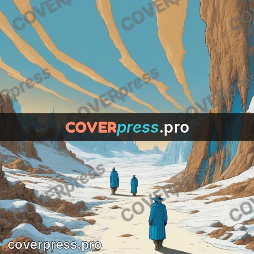 Moebius style drawing: traveller in a blue cloak
