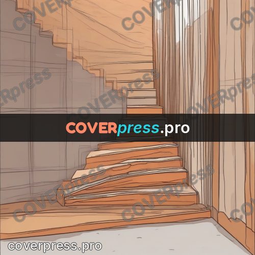Moebius style drawing: staircase in a stone wall