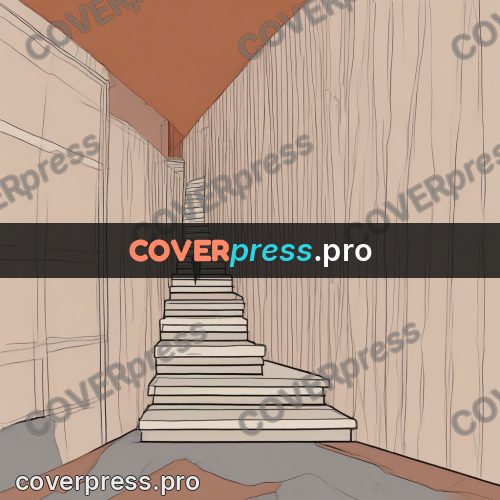 Moebius style drawing: staircase in a stone wall