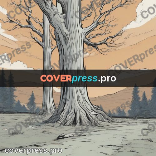 Moebius style drawing: huge tree by a road