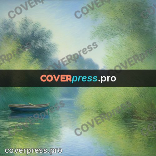 Monet style drawing: boat by a green bank