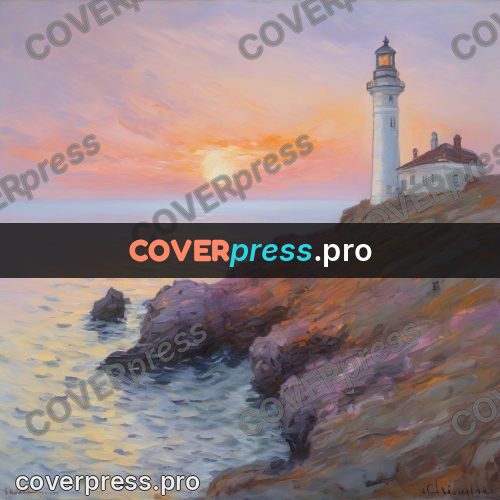Monet style drawing: lighthouse on the sea cliffs