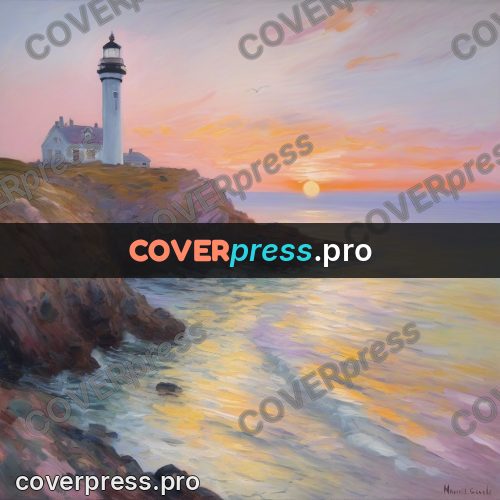 Monet style drawing: lighthouse on the sea cliffs