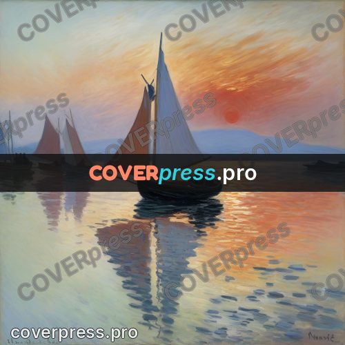 Monet style drawing: sailing boats by the cliffs