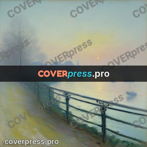 Monet style drawing: embankment in fog