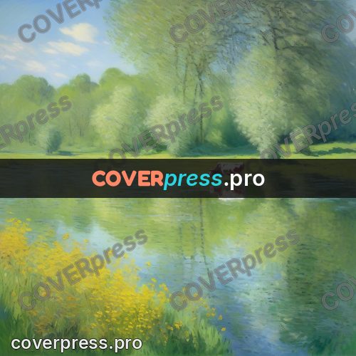 Monet style drawing: cow by the water