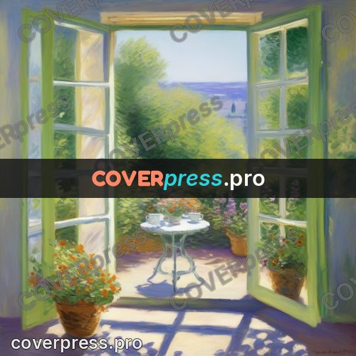 Monet style drawing: open door onto a garden