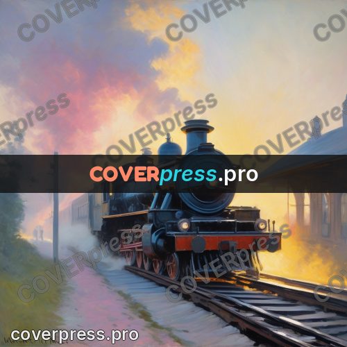 Monet style drawing: steam locomotive at a station platform