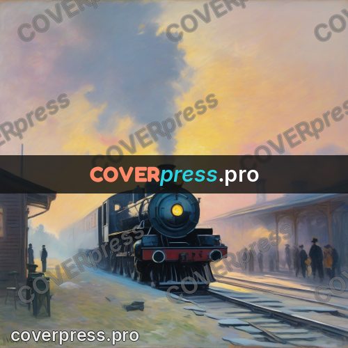 Monet style drawing: steam locomotive at a station platform