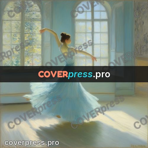 Monet style drawing: dancer spinning in a blue dress