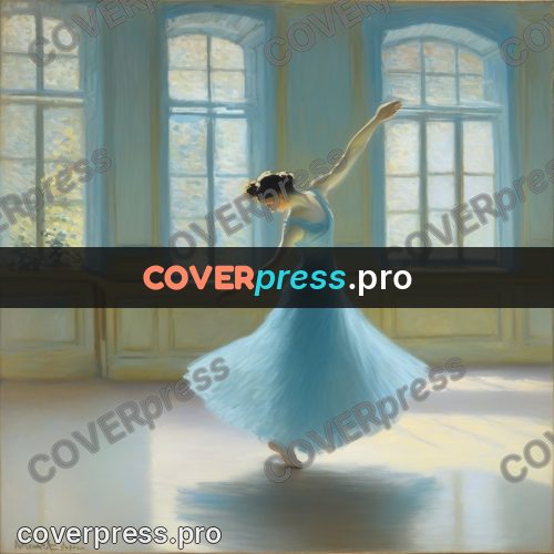 Monet style drawing: dancer spinning in a blue dress