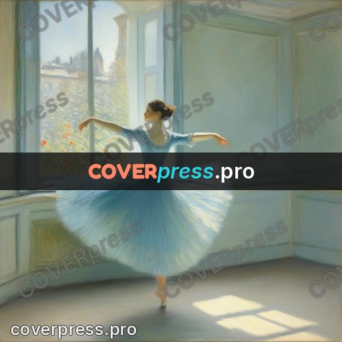 Monet style drawing: dancer spinning in a blue dress