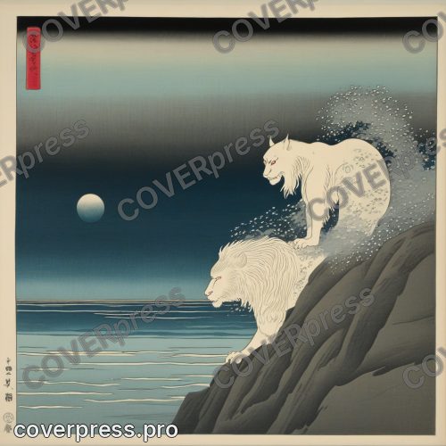 В стиле Лунная ксилография: дождь идёт прямыми косыми линиями по чернильному небу, растяжка темнеет кверху, бледная