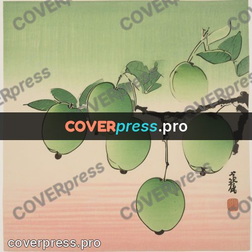 Ukiyo-e drawing: green branch with fruit