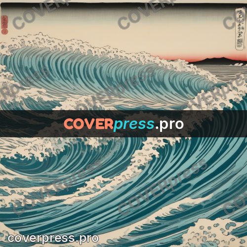Ukiyo-e drawing: big wave with curling foam