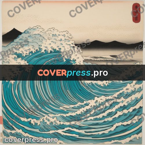 Ukiyo-e drawing: big wave with curling foam