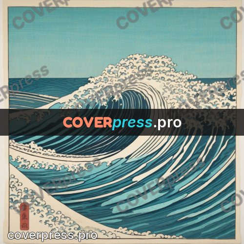 Ukiyo-e drawing: big wave with curling foam