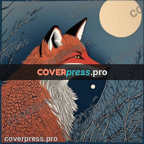 Ukiyo-e drawing: fox face under the moon