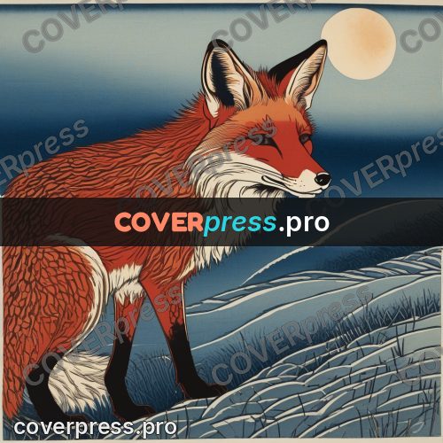 Ukiyo-e drawing: fox face under the moon