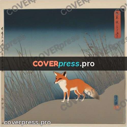 Ukiyo-e drawing: fox among dry stems