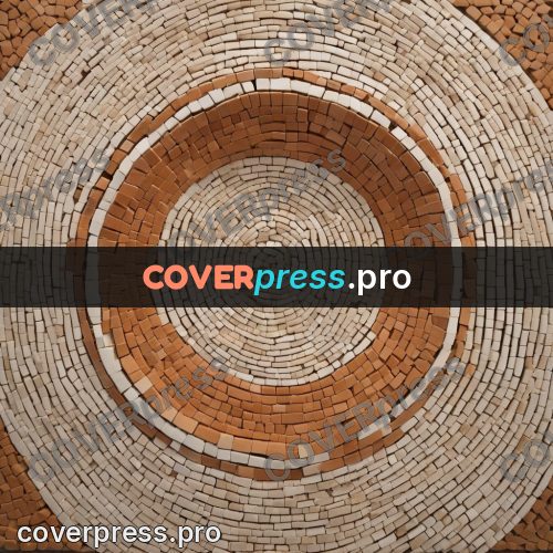 Mosaic mural: circle of rings from the middle