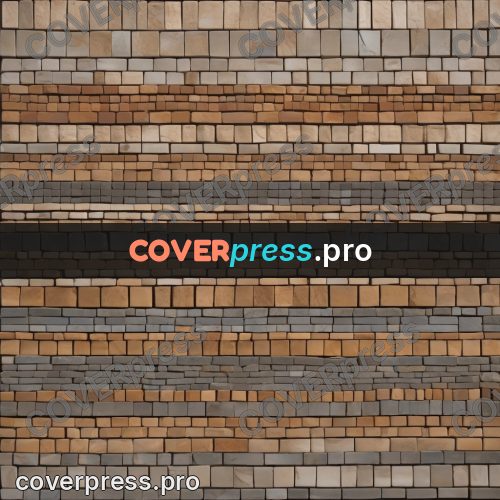 Mosaic mural: bands of ochre and grey stone