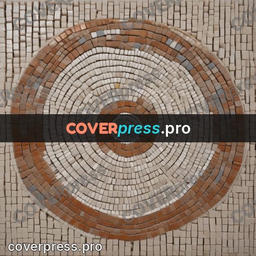Mosaic mural: pale circle with rings