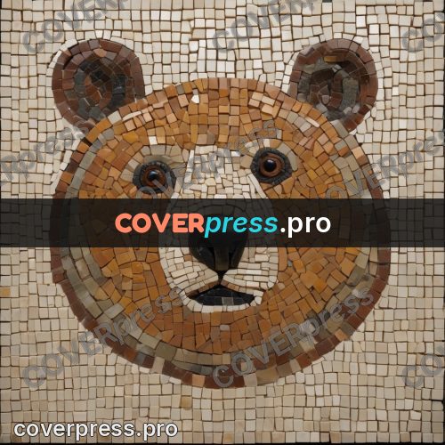Mosaic mural: head of a brown bear