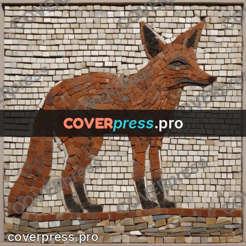 Mosaic mural: red fox standing side on
