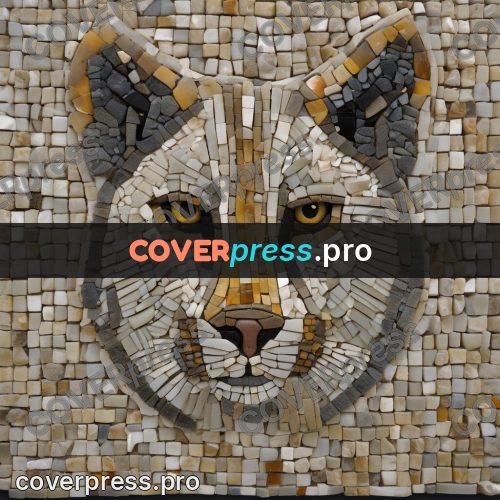 Mosaic mural: lynx face with tufted ears