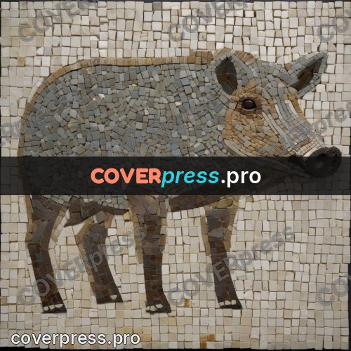 Mosaic mural: boar with a long snout
