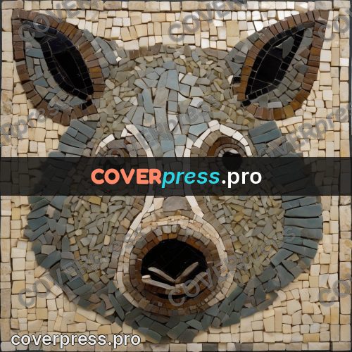 Mosaic mural: boar with a long snout