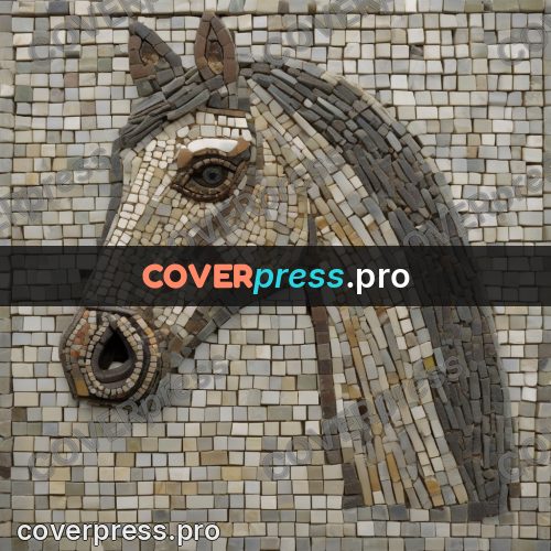 Mosaic mural: horse head with a mane