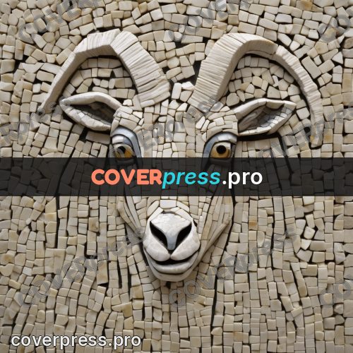 Mosaic mural: goat head with horns