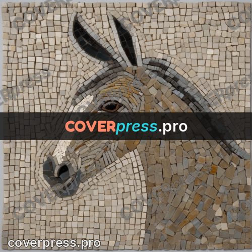 Mosaic mural: donkey head with long ears
