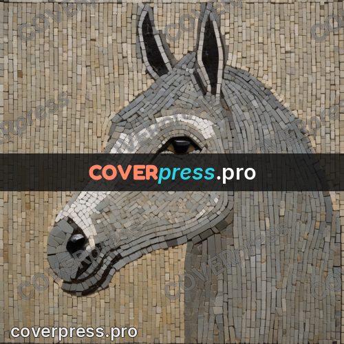 Mosaic mural: donkey head with long ears