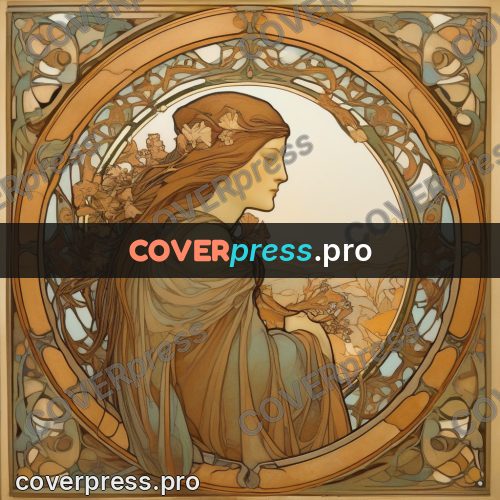 Mucha style poster: woman with flowers in her hair