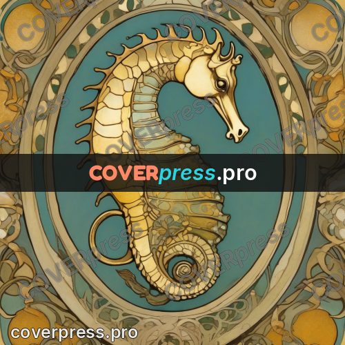 Mucha style poster: seahorse in a circle